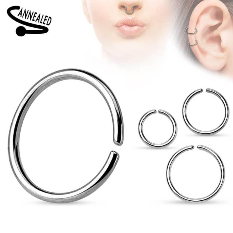316L Surgical Steel Annealed and Rounded Ends Cut Ring