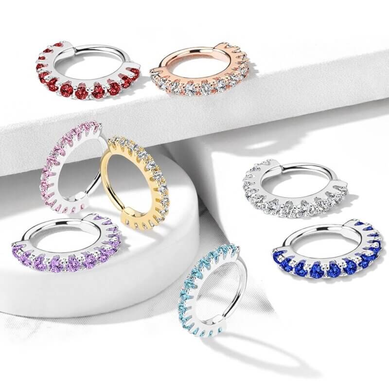 CZ Lined Bendable Hoops for Nose, Cartilage, Daith