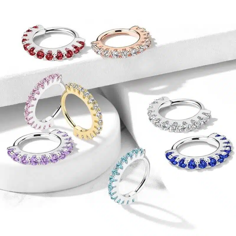 CZ Lined Bendable Hoops for Nose, Cartilage, Daith