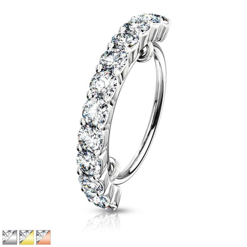 Half Circle Lined CZ Bendable Hoop Ring