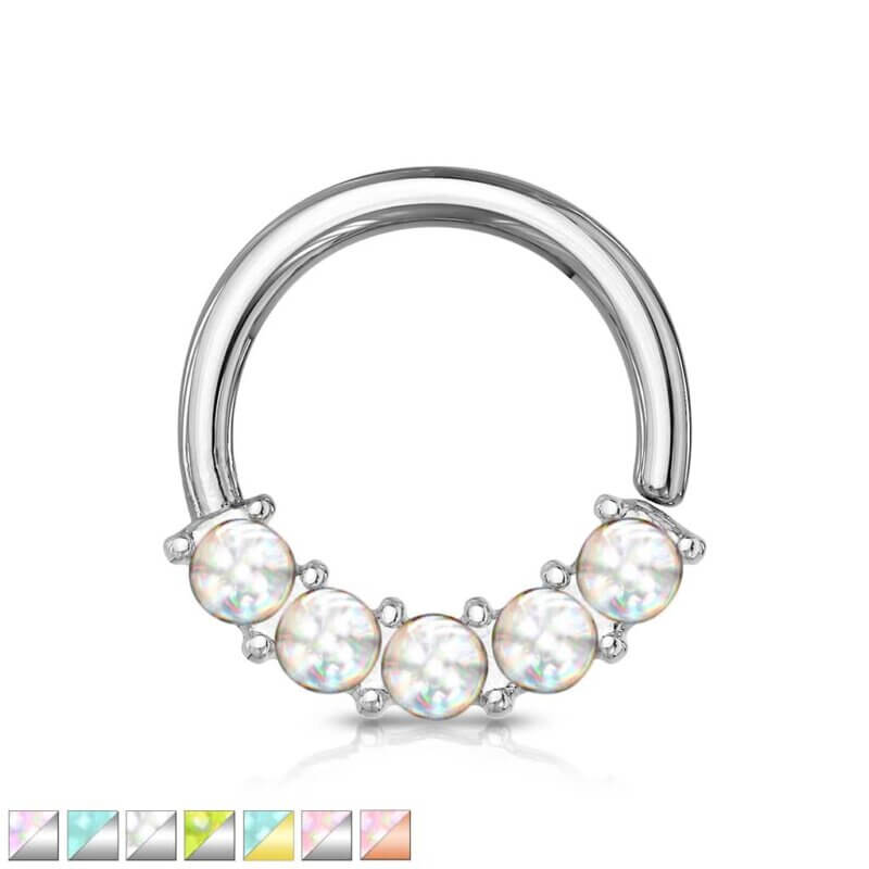 5 Illuminating Stones Front Facing Bendable Hoop Ring