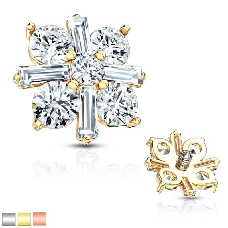Dermal Anchor Smycke med 5 Kristaller