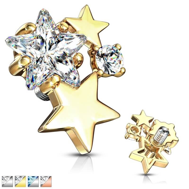 Dermal Anchor Smycke med Tre Stjärnor