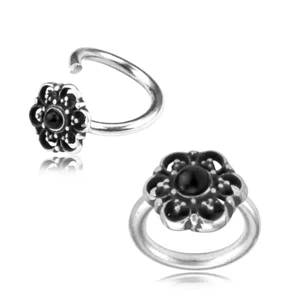 Bendable Hoop Ring With Onyx CZ