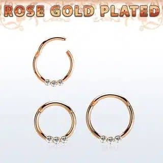 Hinged Rosegold Segment Ring with Small Crystals