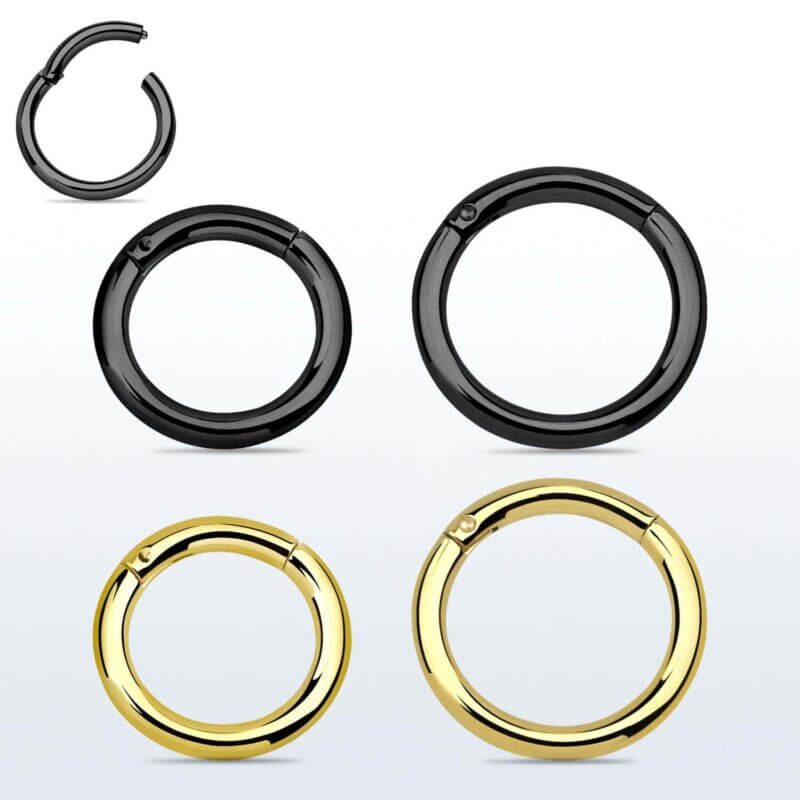 Surgical Steel Hinged Segment Rings Gold