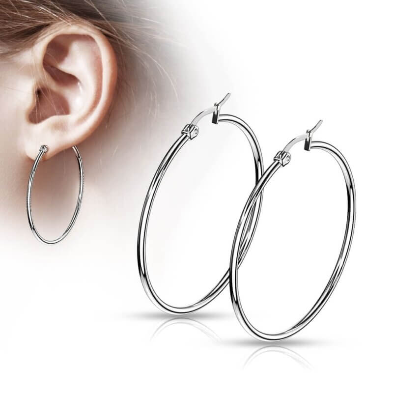 Pair of 316L Stainless Steel Round Hoop Earrings