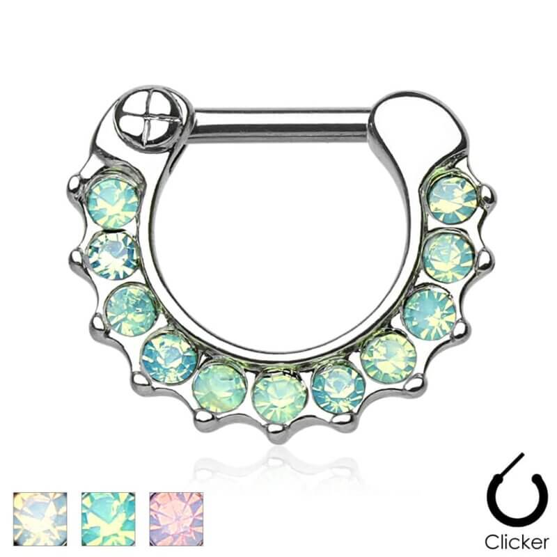 Opalites Paved Septum Clicker Ring