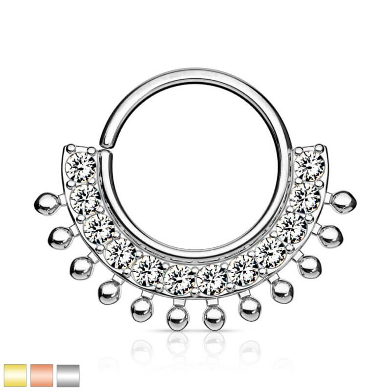 Böjbar Ring for Septum, Ear Cartilage, Daith Kristall Bädd