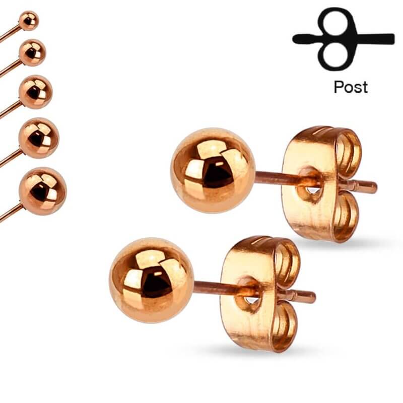 Pair of Hollow Ball Earring Rosegold