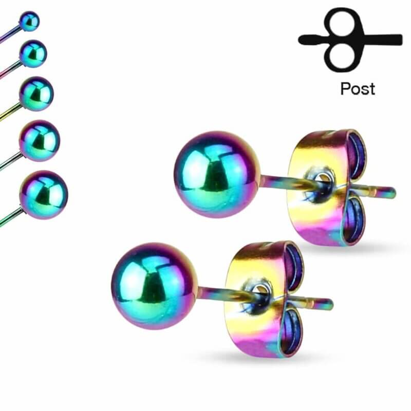 Pair of Hollow Ball Earring Rainbow