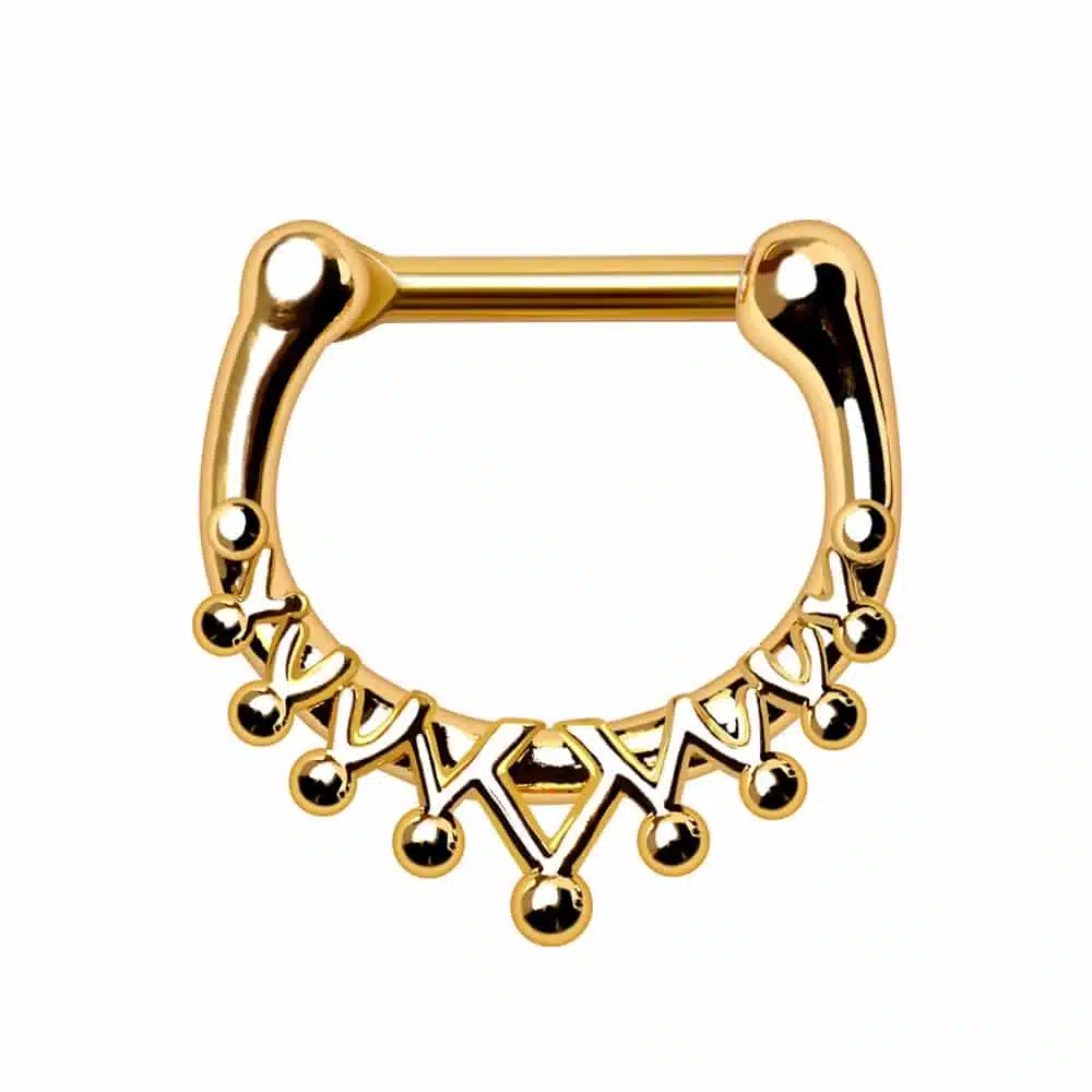 Guldpläterad Septumpiercing med Krona