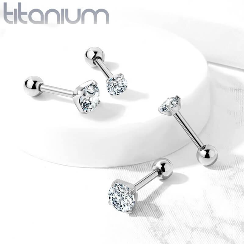 Tragus/Öron Smycke Rund Kristall Titan
