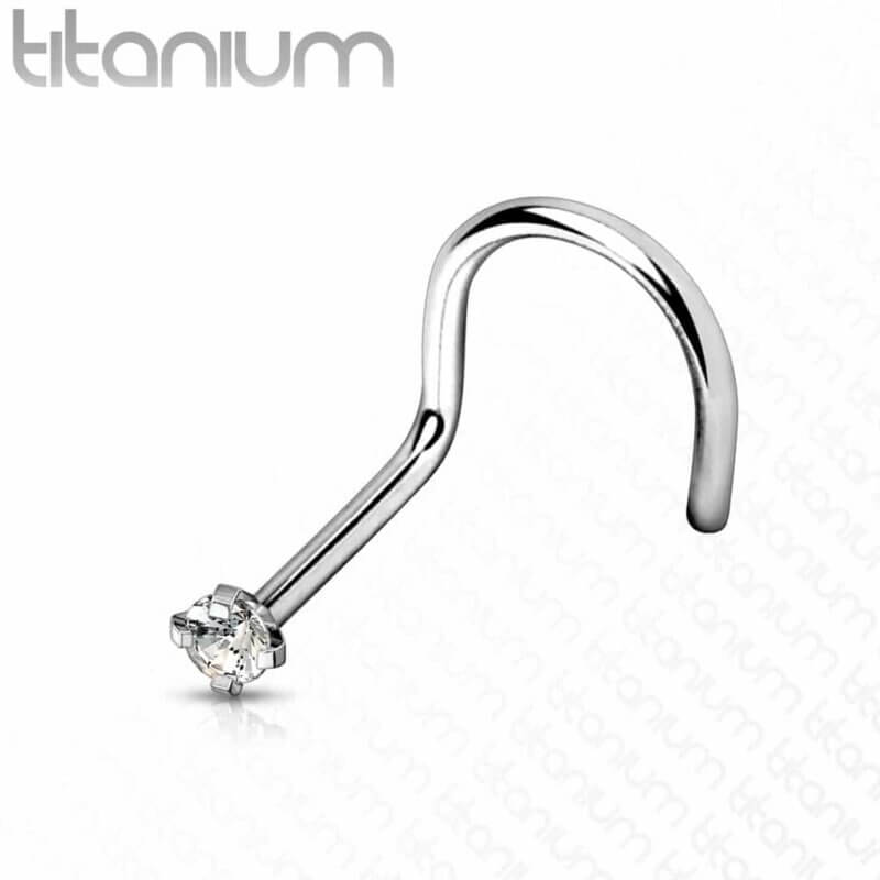 Nose Screw with 2mm Prong Set Gem Grade 23 Solid Titanium
