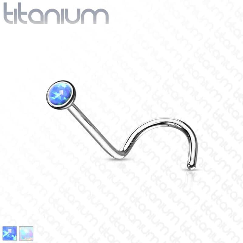 Opal Bezel Set Ball Top Implant Grade Titanium Nose Screw Rings