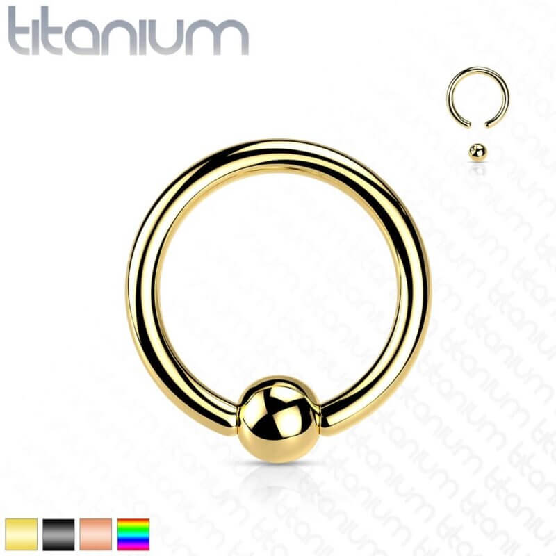 PVD Over Implant Grade Titanium Captive Bead Ring