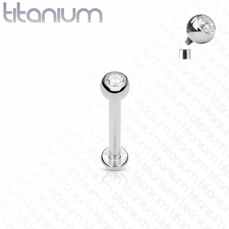 Labret/Monroe Studs Jeweled Balls Titanium Internally Threaded