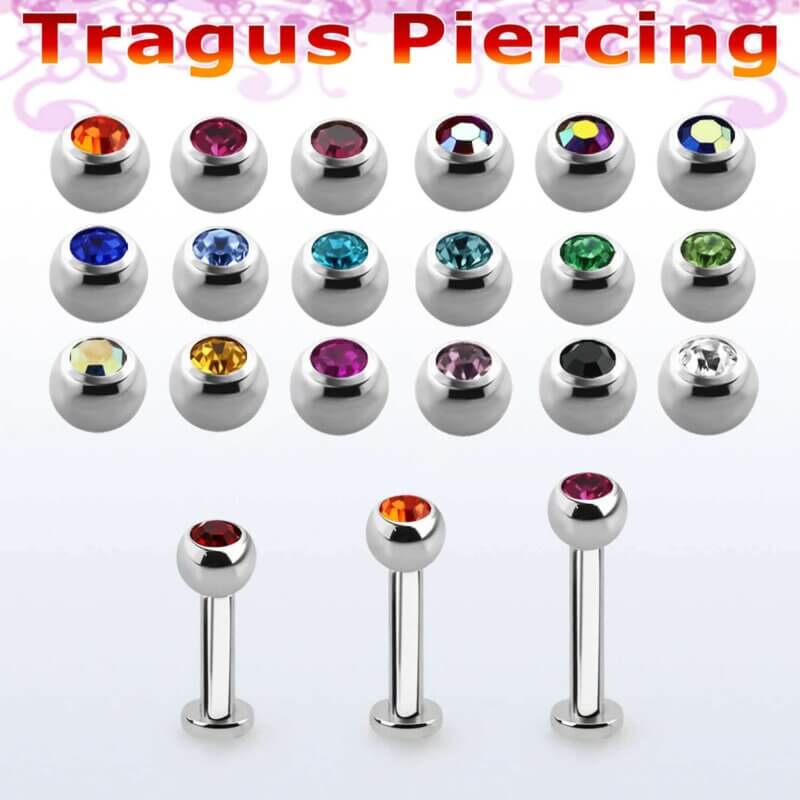 Tragus Labret 3 mm Jewel Ball