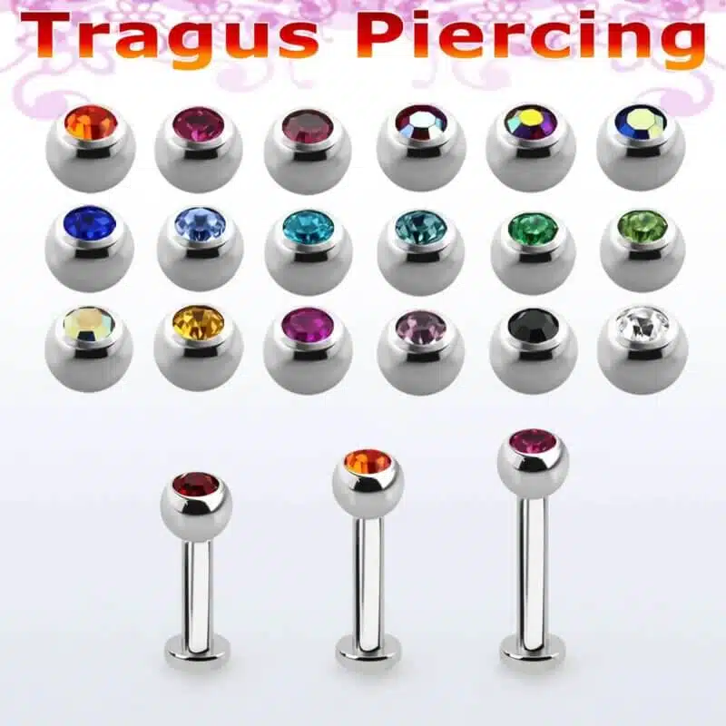 Tragus Labret 3 mm Jewel Ball