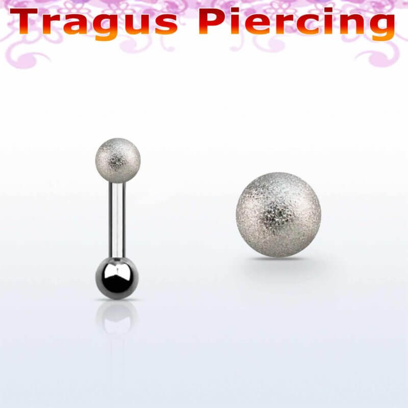 Silver Frosted Tragus Barbell Kula 3x3mm