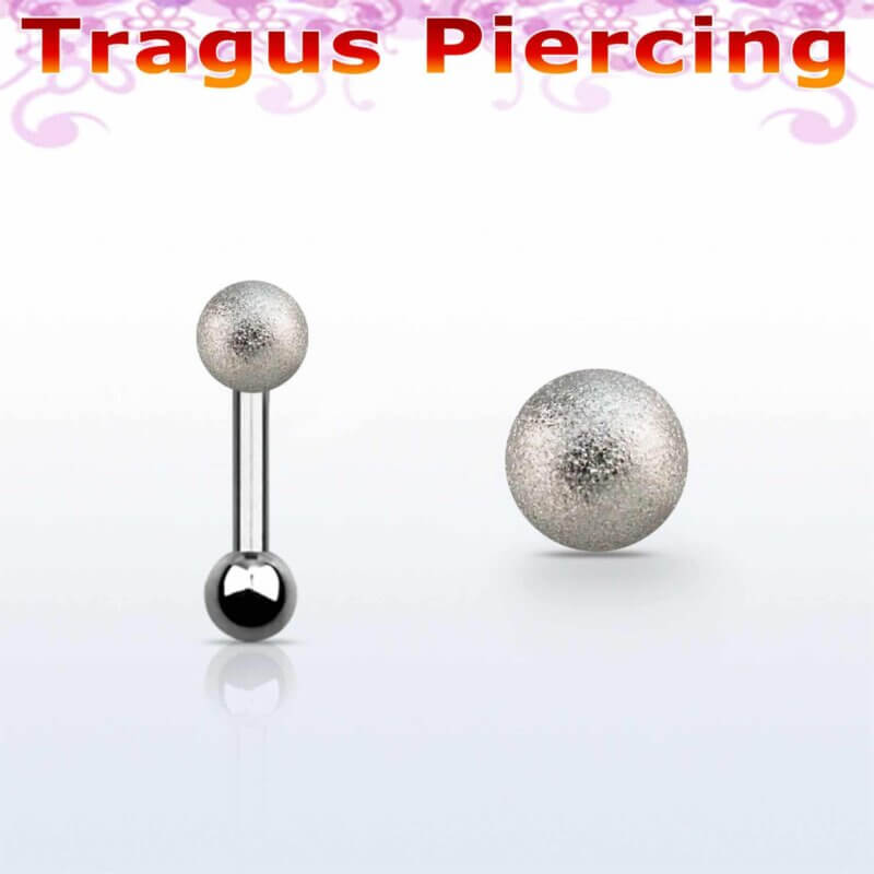 Silver Frosted Tragus Barbell Kula 3x4mm