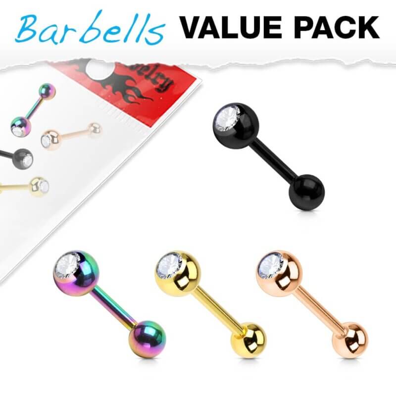 Piercingstavar med vit kristall