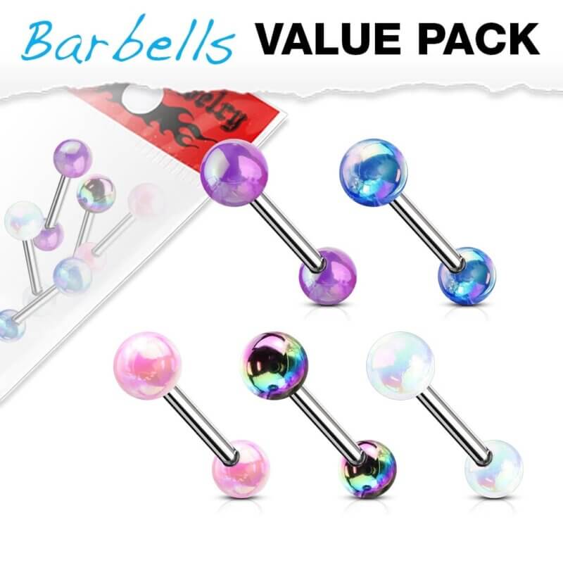 5-pack Piercingstavar med metallkulor