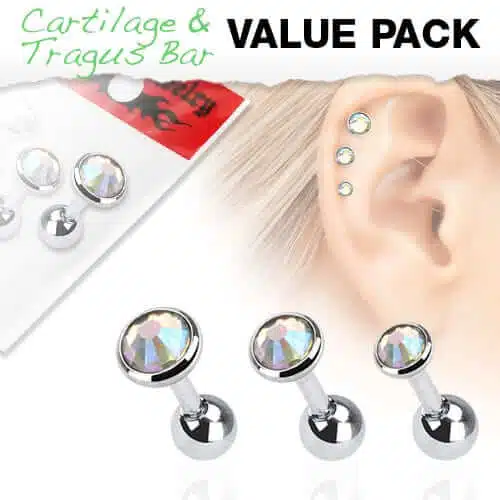 3-Pack Tragus med olika storlek