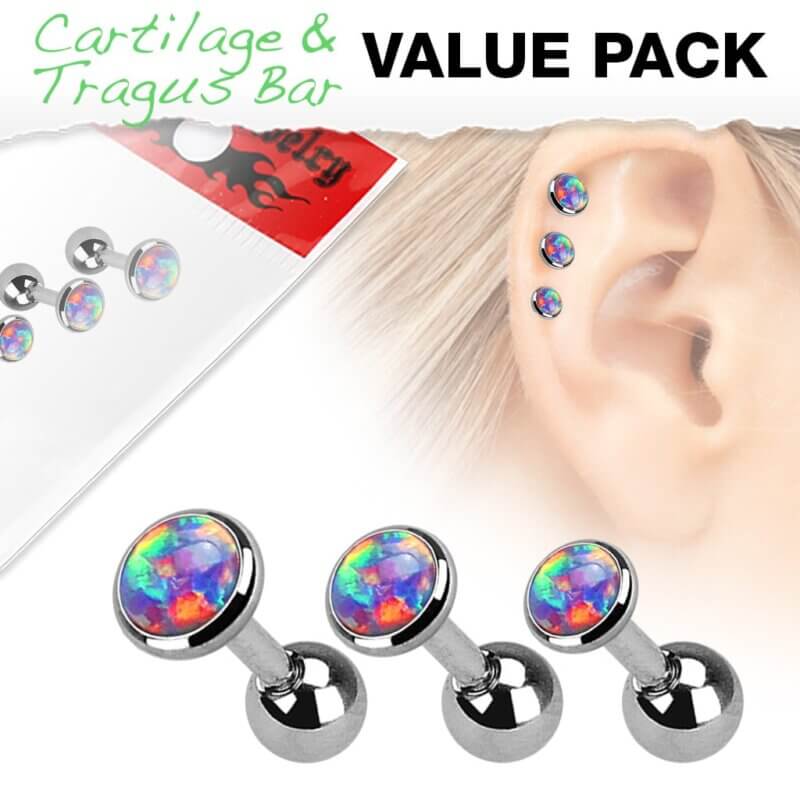 3-pack Opal Purple Tragus/Helix