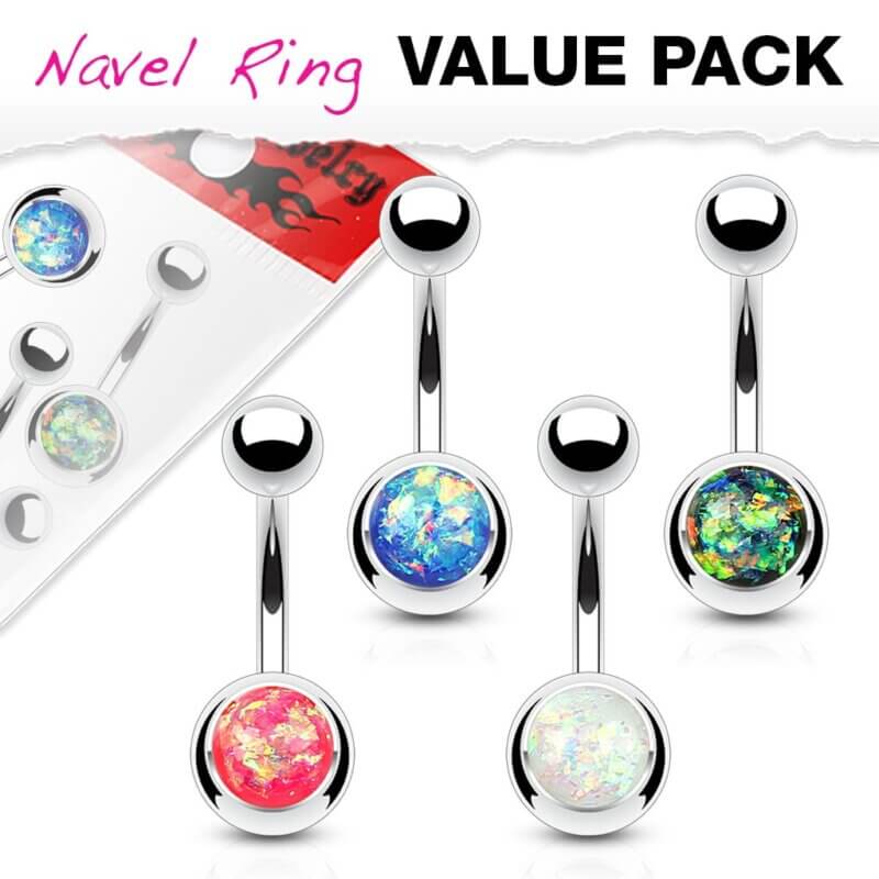 4-pack glittriga Navelpiercingar