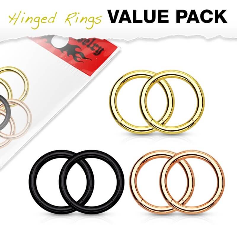 3 Pairs Value Pack PVD Plated High Quality Precision Hinge Action Segment Rings