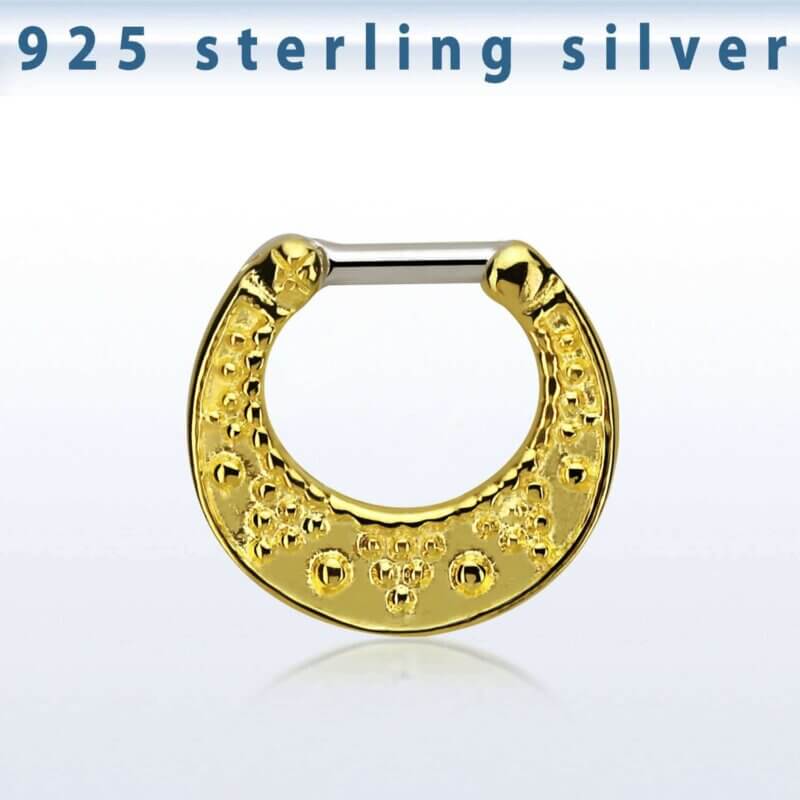 925 Silver Septum Clicker with Real 18k Gold Plating