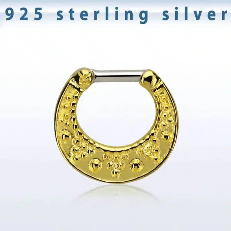 925 Silver Septum Clicker with Real 18k Gold Plating