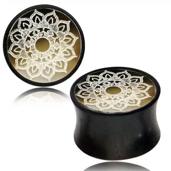 Iron Wood with Shell inlay Ear Plug