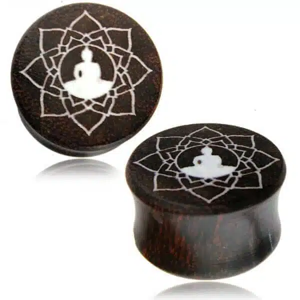 Tamarind wood plug with Bone inlay Earplug