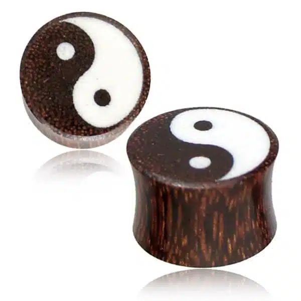 Tamarind Wood Ying Yang Earplug