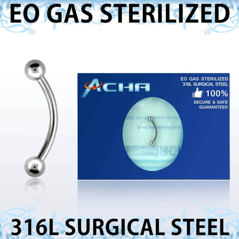 Ögonbrynspiercing EO gas sterilized 1,6 mm