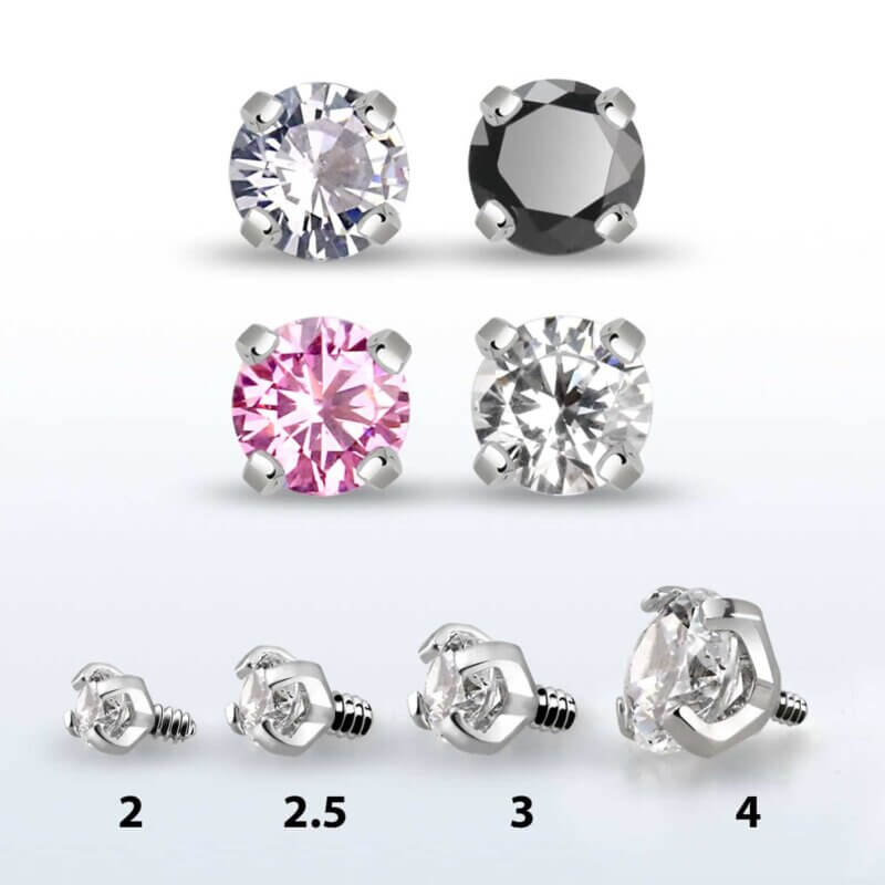 Prong Set CZ Dermal Anchor Top
