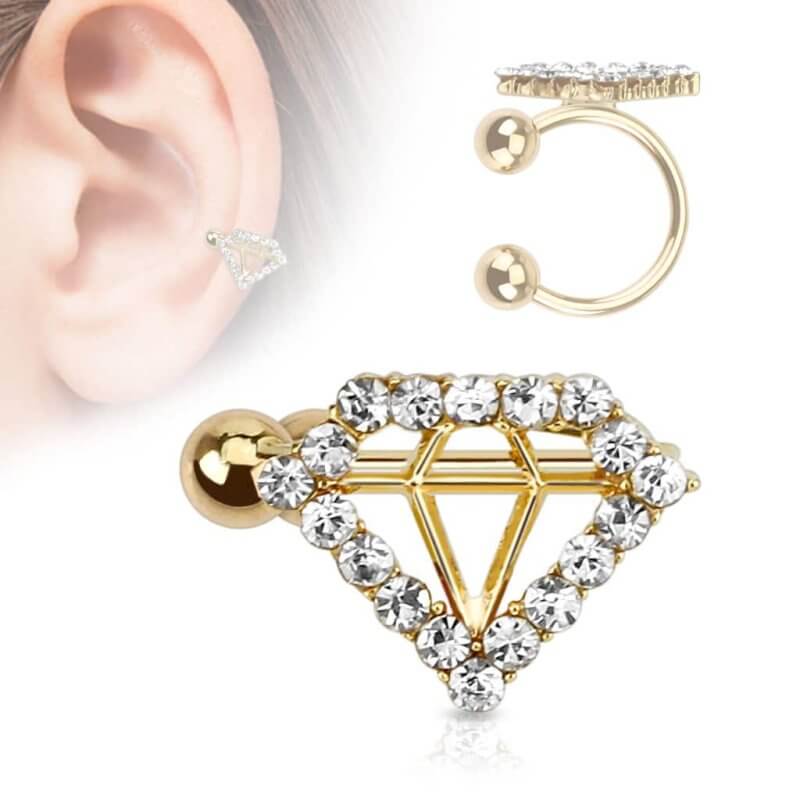 Guldpläterad diamantformad Ear-Cuff