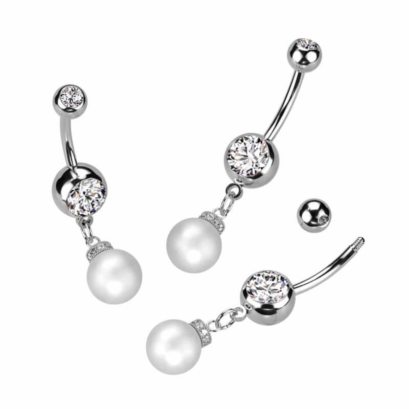 Navelpiercing med Hängande Pärla