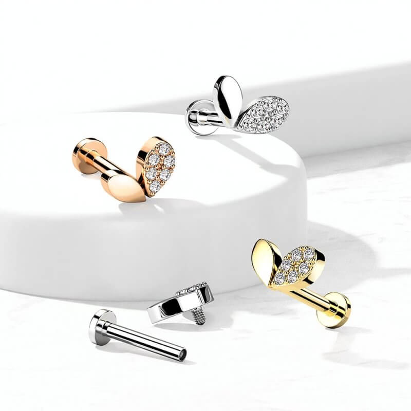 Heart Crystal Labret, Monroe, Cartilage Stud Rings