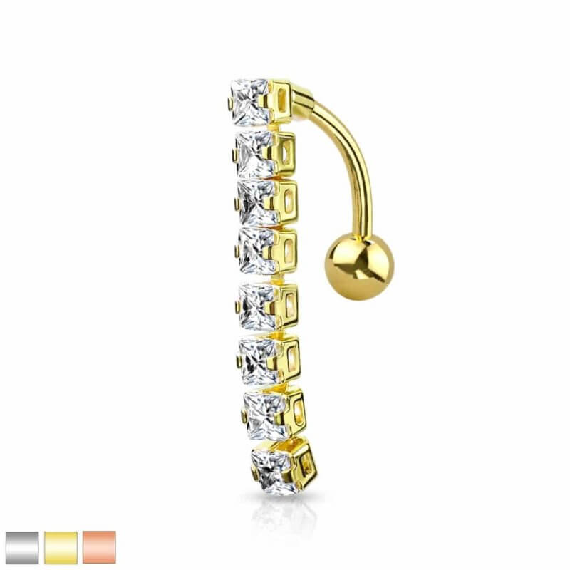 Topdown Navelpiercing Hängande Kristaller