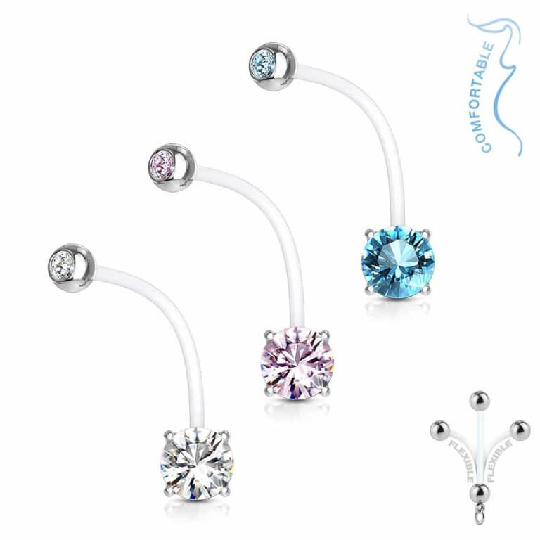 Navelpiercing: Pregnent Double Jeweled Navelpiercing