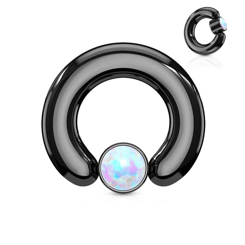 White Opal Set Large Gauge Round Flat Cylinder
