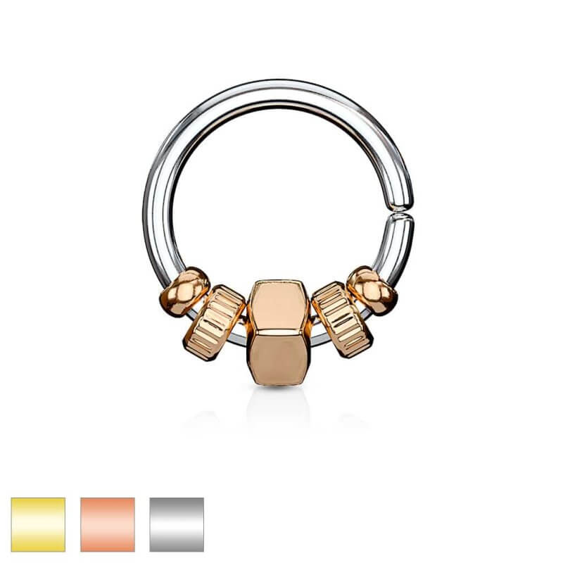 Bendable Cut Ring with Removable Steel Square and groved Beads