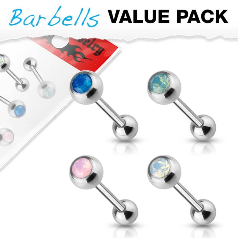 4-pack Piercingstavar med opalkulor