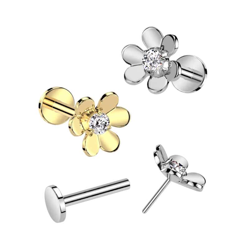 Push In Labret Blomma med Kristall