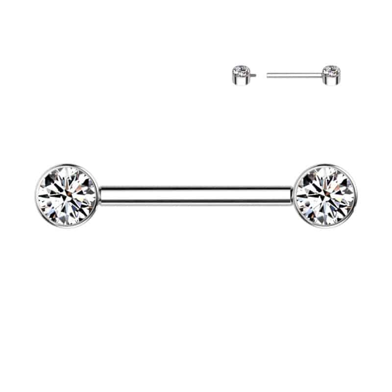 Bröstvårtaa Piercing i Titan med Stenar