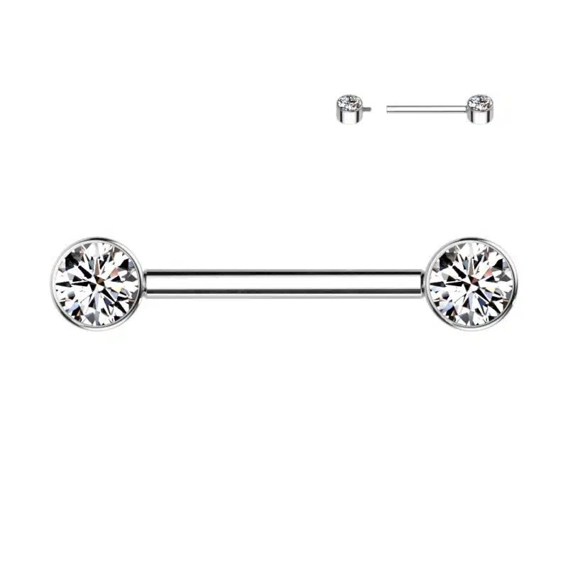 Bröstvårtaa Piercing i Titan med Stenar