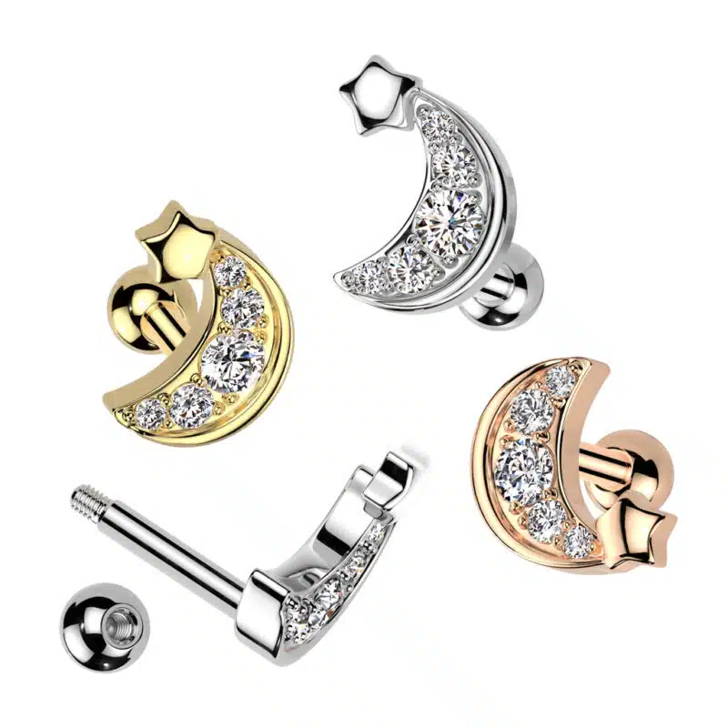 Tragus/Öron Piercing med En Halvmåne
